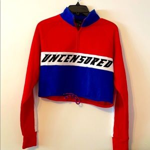UNCENSORED long sleeve crop top with zipper